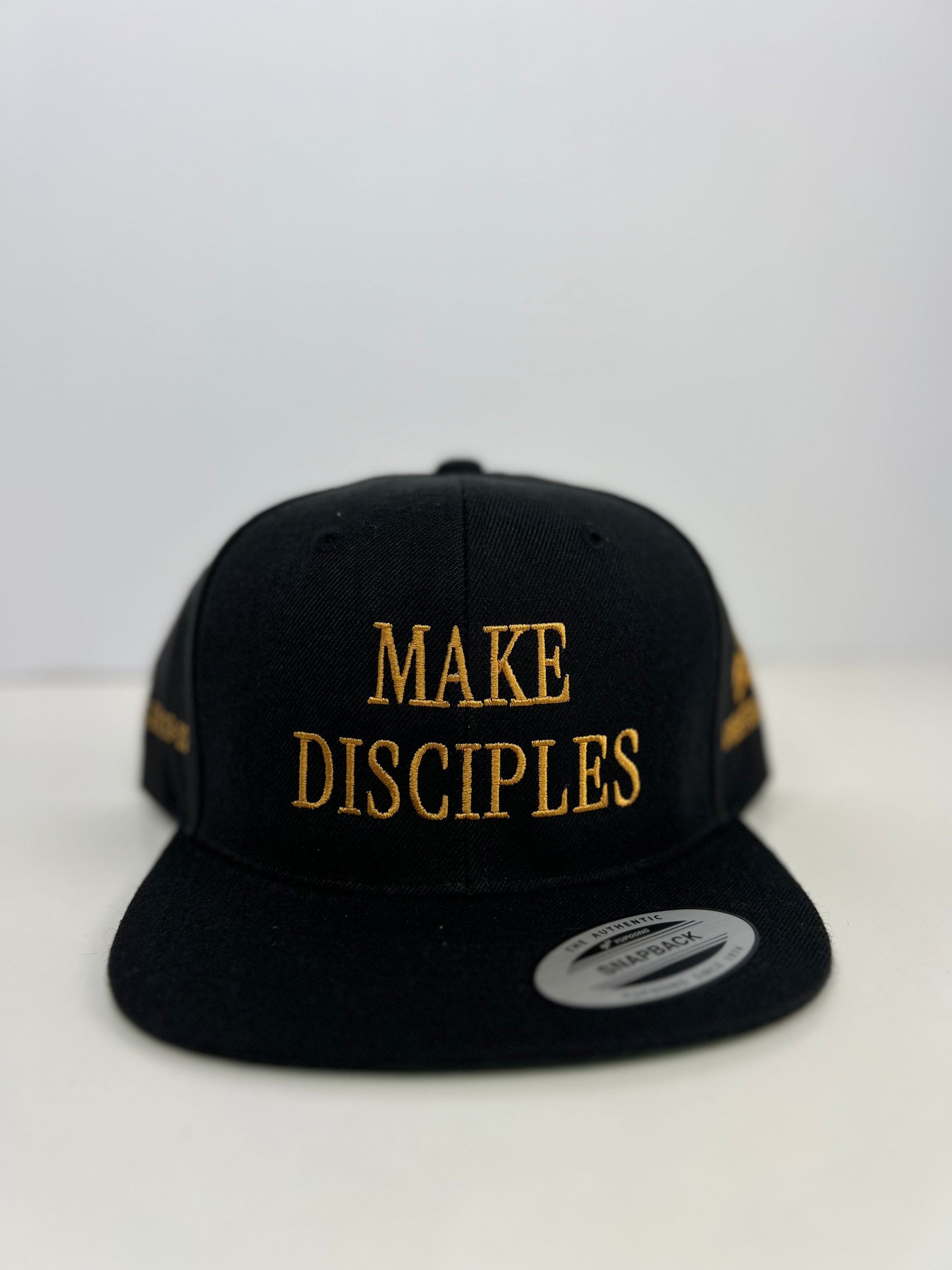 Wrighteous Wear Hat Black & Gold Make Disciples | Christian SnapBack hat