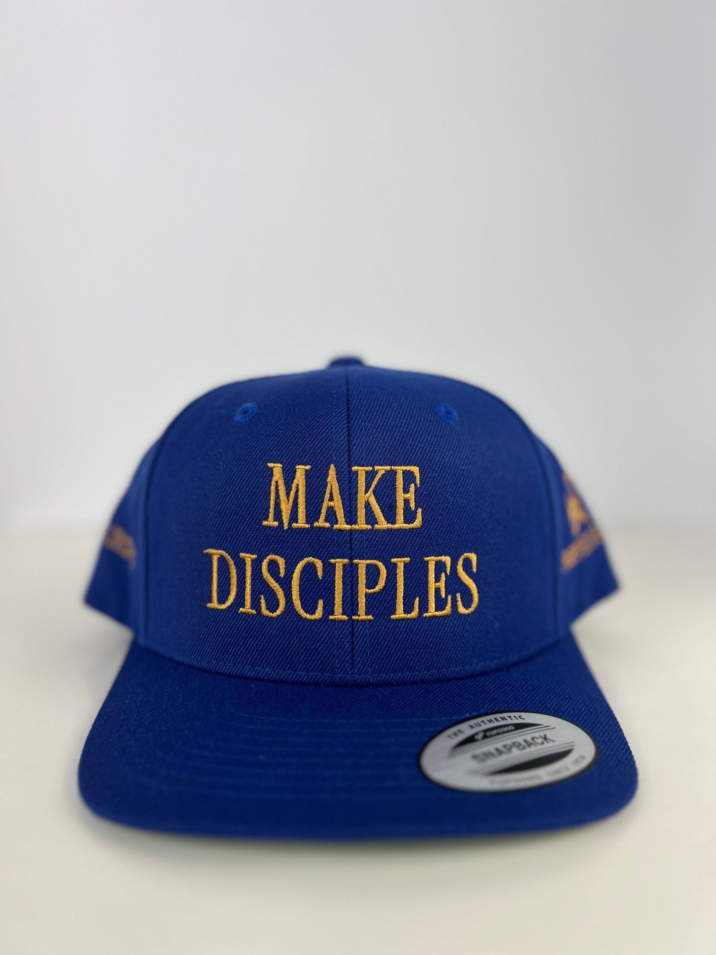 Wrighteous Wear Hat Blue and Gold Make Disciples | Christian SnapBack hat
