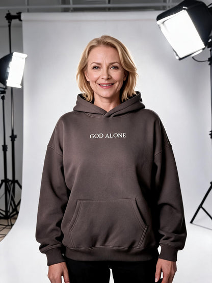 Wrighteous Wear Hoodie God Alone - Embroidered Christian hoodie