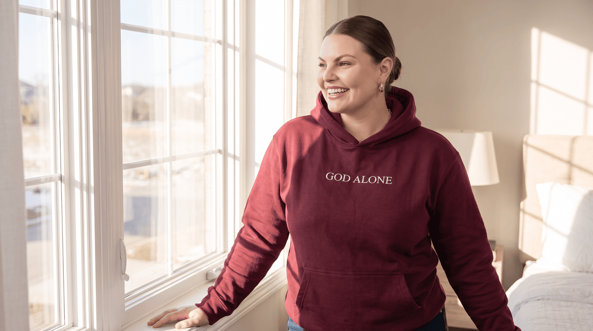 Wrighteous Wear Hoodie God Alone - Embroidered Christian hoodie