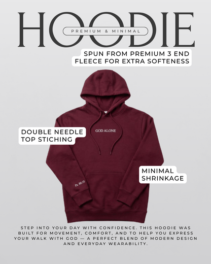 Wrighteous Wear Hoodie God Alone - Embroidered Christian hoodie