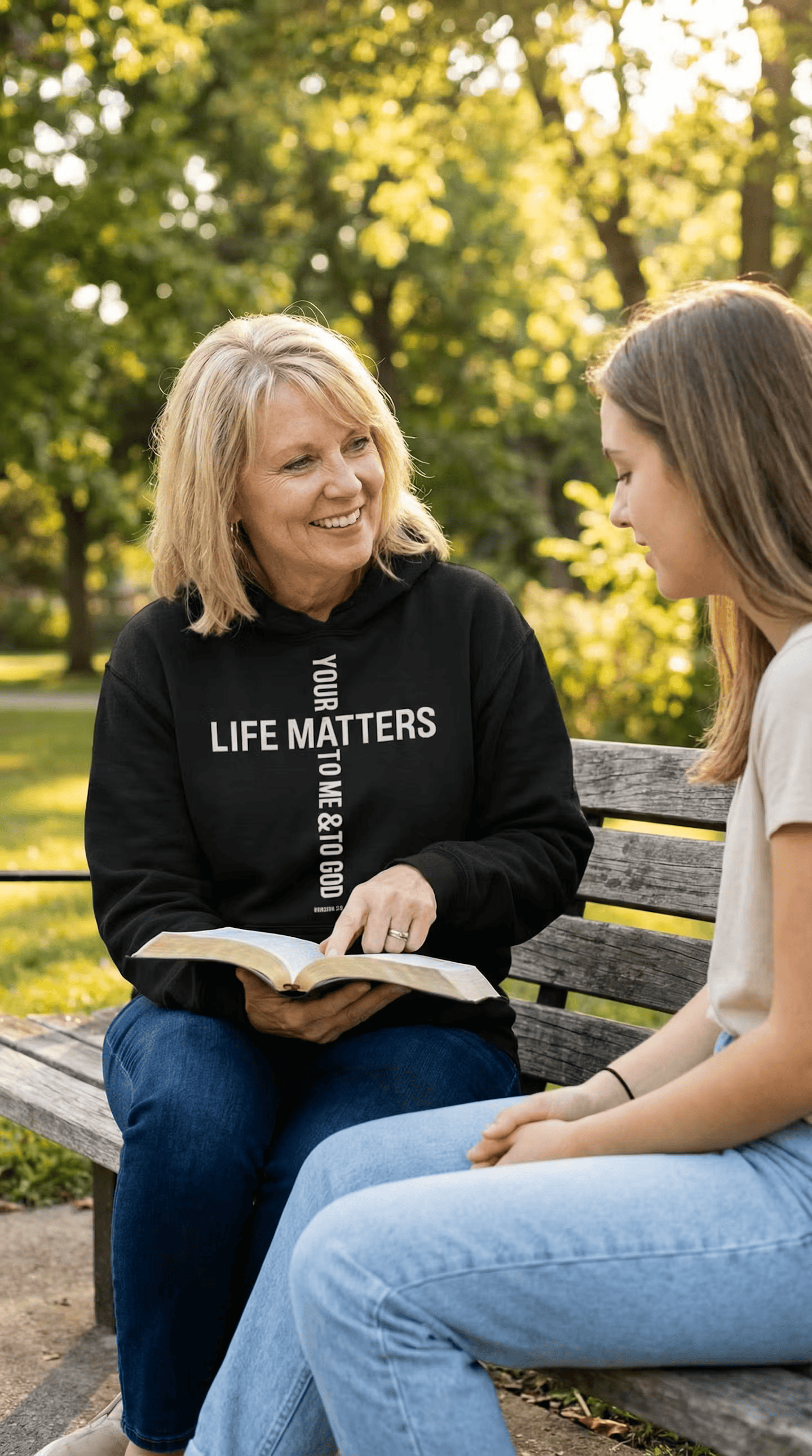 Wrighteous Wear Hoodie Your Life Matters Premium Black and White Christian hoodie
