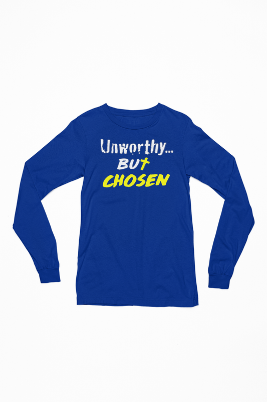 Wrighteous Wear Long-sleeve Blue / S Unworthy But Chosen Unisex Christian Long Sleeve T-Shirt