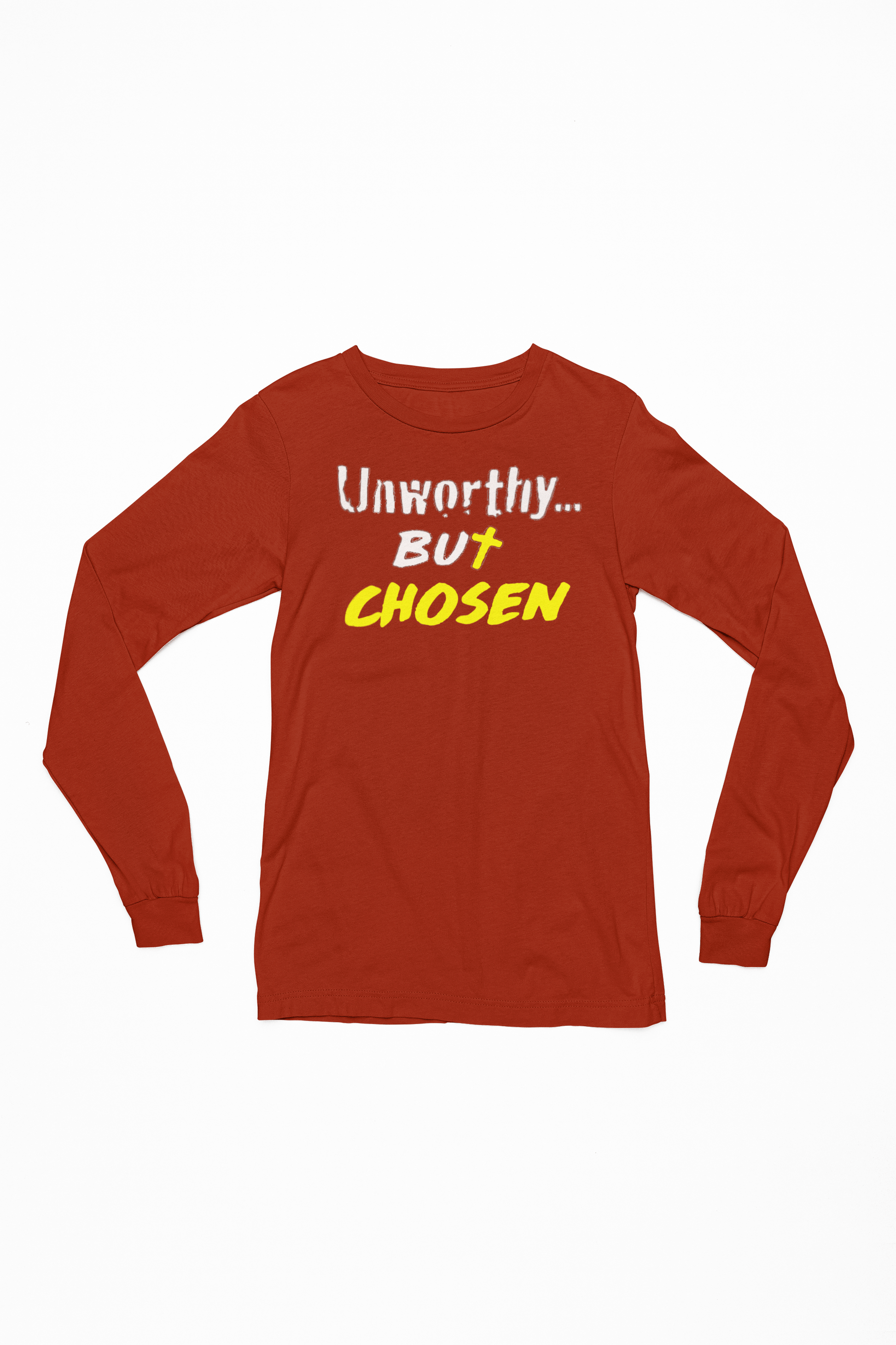 Wrighteous Wear Long-sleeve Cardinal / S Unworthy But Chosen Unisex Christian Long Sleeve T-Shirt