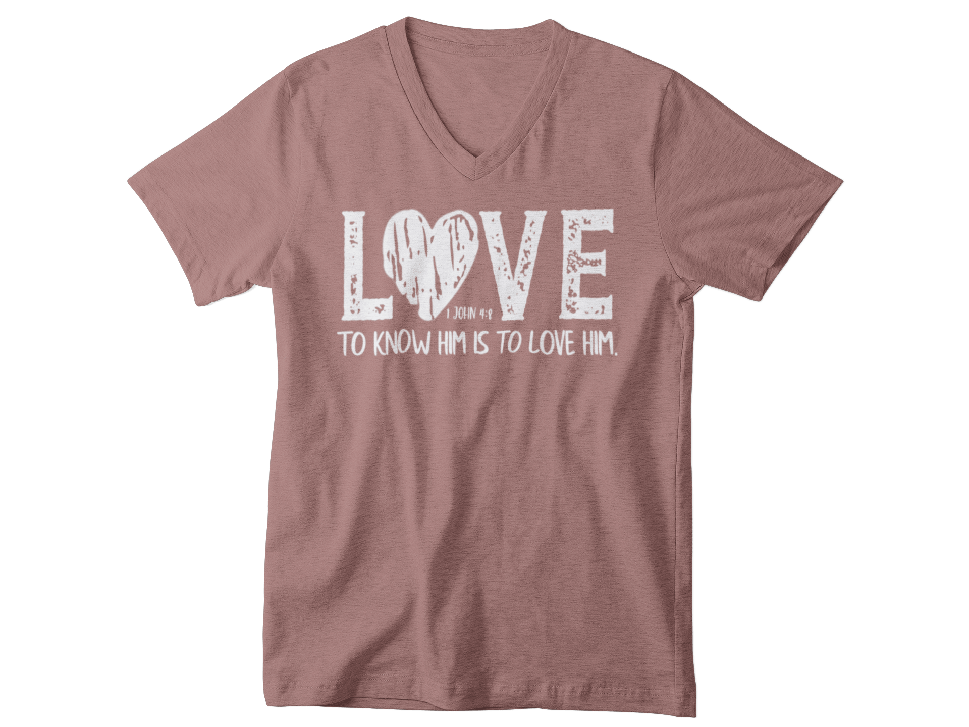 Wrighteous Wear T-Shirt S / Mauve Know Him Know Love Christian Women's V-neck T-shirt