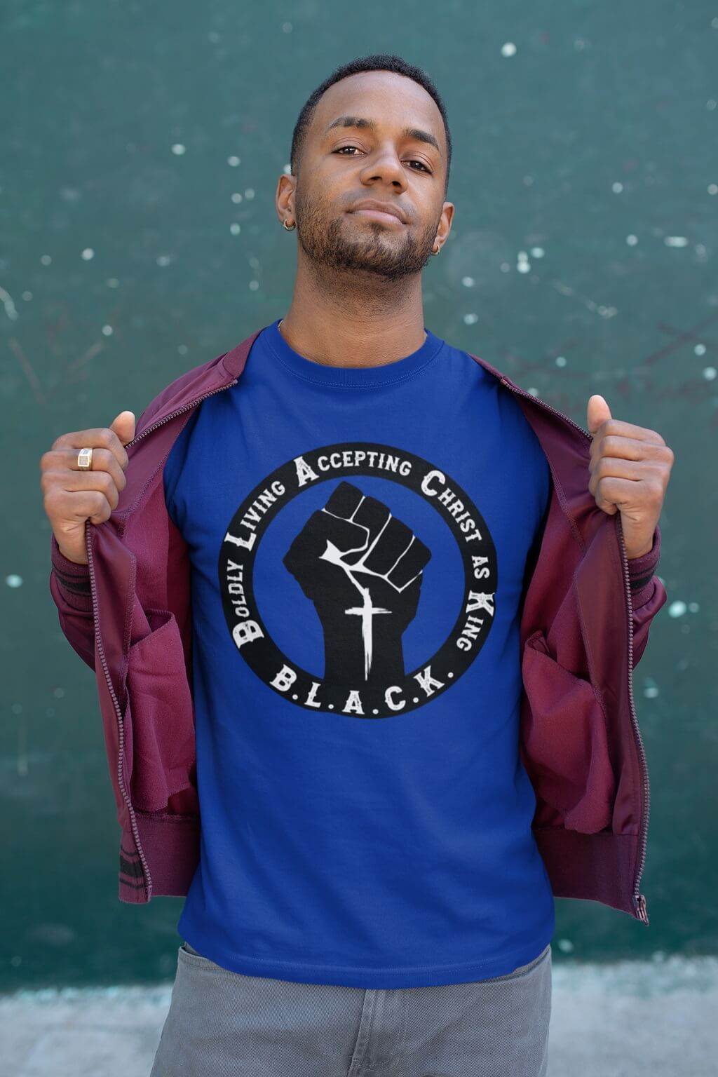 BLACK Unisex Christian T-Shirt S / Blue