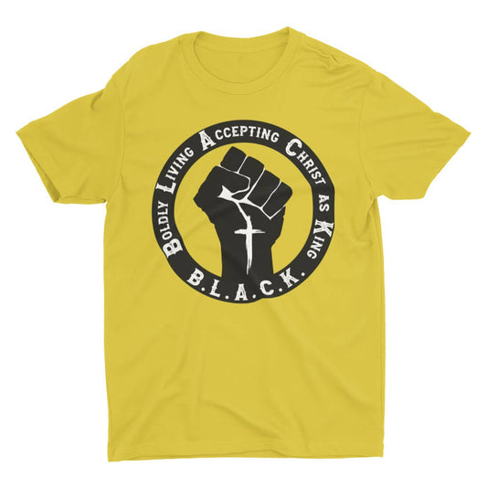 BLACK Unisex Christian T-Shirt M / Gold