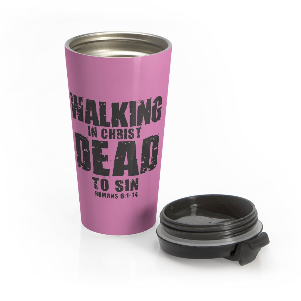 Printify Mug Travel Mug Walking Dead Stainless Steel Christian Travel Mug - Pink
